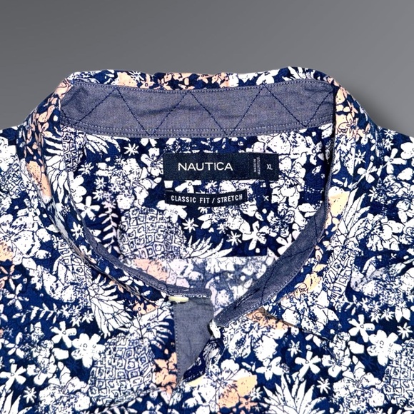 Nautica Men’s XL Classic Fit Stretch Pineapple Shirt Resort Cruise Vacation - Picture 10 of 13